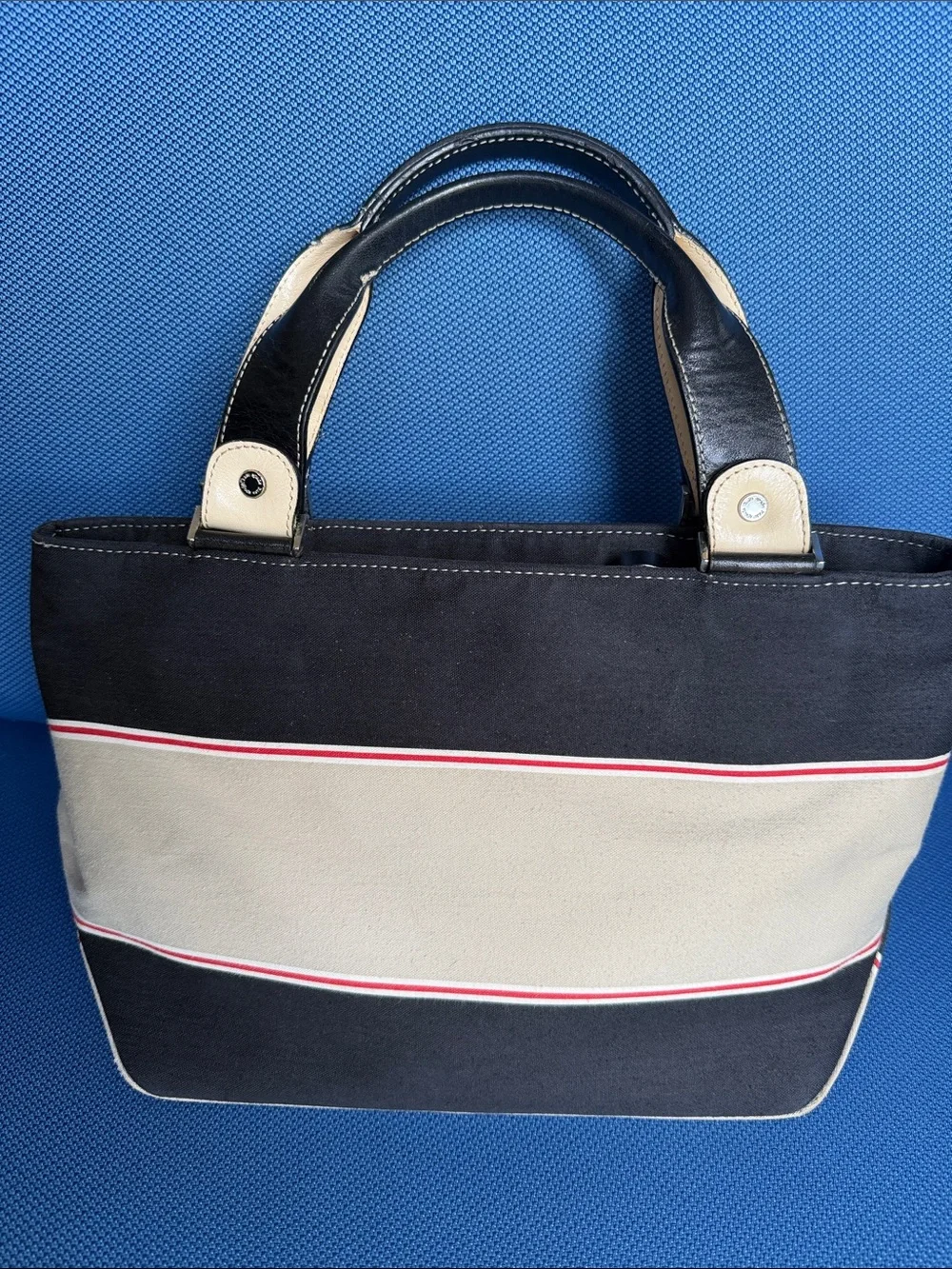 Kate Spade Black Cream & Red Striped Tote Bag | Classic Preppy handbag Purse
